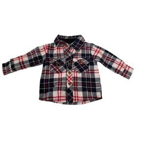 Little Bipsy Collection Baby Boys Blue/Red Plaid Shacket Size 0-6M
